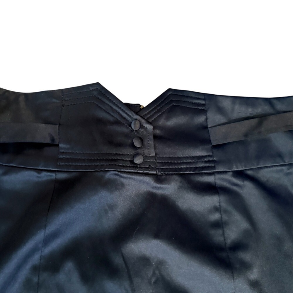 Urban Outfitters Silence Noise Black‎ Satin Belted Midi Skirt Size 10 - Picture 6 of 7